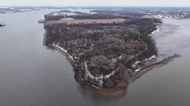 Aerial View of Venezuelan Owned Petty's Island near Philadelphia PA.