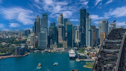 Fototapeta premium 5 February 2026 Aerial View of Sydney Harbour Circular Quay cruise Liner on a nice Summer day beautiful Sky in Sydney NSW Australia