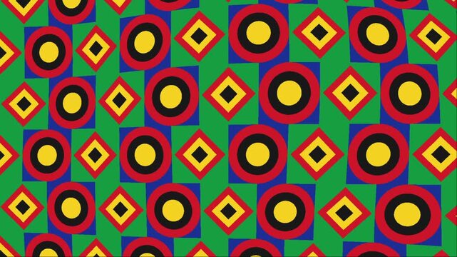 Seamless Loop of Retro Geometric Red and Green African Style Pattern abstract, pattern