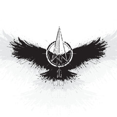 Obraz premium Black grunge ink blots raven