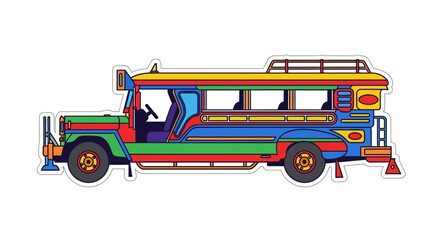 Colorful vector illustration of traditional Philippine jeepney