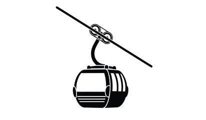 Fototapeta premium A black and white illustration of a cable car cabin suspended from a cable