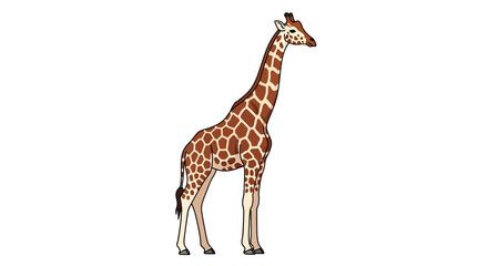 Obraz premium Illustration of a Giraffe Standing on White Background