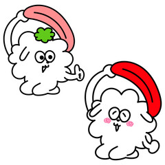 マグロの握り寿司のキャラクターセット ワサビあり・なし