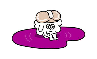 泣きながら座り込むホタテのキャラクター 悲しみ 落ち込む