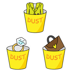 ゴミ箱に捨てられた高級品 ダイヤモンドの指輪と鞄と服