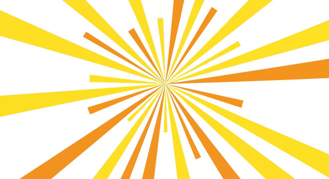 Abstract geometric sunburst pattern with yellow and orange rays