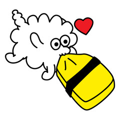 玉子のネタを運ぶお寿司のキャラクター 擬人化