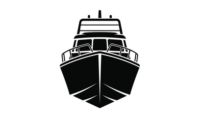 Black silhouette of a boat on a, simple vector graphic design element © Lsg 21