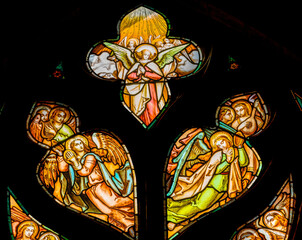 Fototapeta premium Female Angels Stained Glass St Gile's Cathedral Edinburgh Scotland