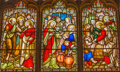 Jesus Cana Wine Stained Glass St Gile's Cathedral Edinburgh Scotland