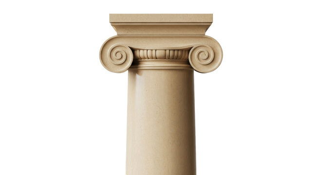 Ionic column capital isolated PNG, architectural element with volutes and echinus on transparent background, classical architecture detail