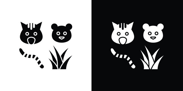 Wildlife Icon Sheet  Black And White