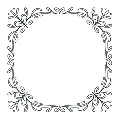 Obraz premium An elegant and minimalist square frame illustration with ornamental vine and leaf details
