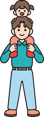 cartoon illustration of a father and daughter