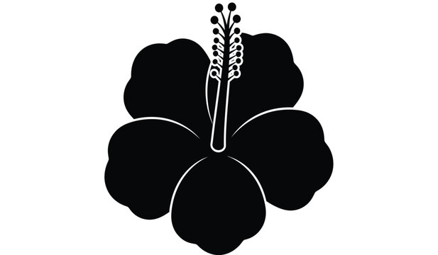 Black silhouette of a hibiscus flower with detailed stamen and petals