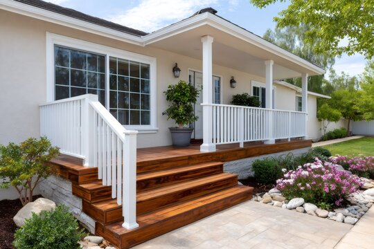 House entrance with wooden deck and inviting porch