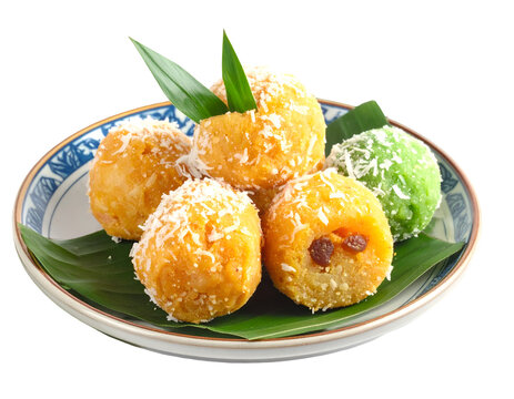 Gethuk or gethuk lindri or cassava cake, indonesian food made from cassava or sweet potato and sprinkled with grated coconut isolated on transparent png