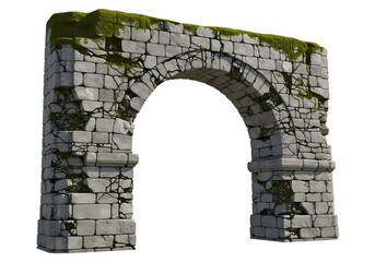 Fototapeta premium Ancient stone archway adorned with vibrant green moss