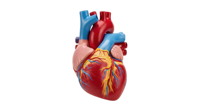Human heart model isolated PNG, anatomical organ for medical education and healthcare concepts on transparent background