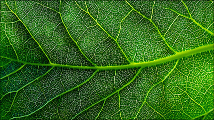 Obraz premium Macro View of Green Leaf Veins and Texture graphic