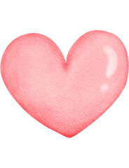 Fototapeta premium Simple hand painted watercolor pink heart for valentine decoration