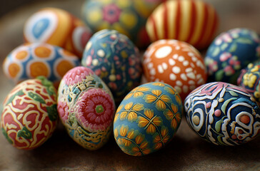 Fototapeta premium colorful easter eggs with striped, patterned, and floral designs,