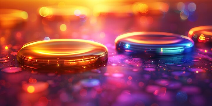 Glowing Discs with Vibrant Colorful Light Effects