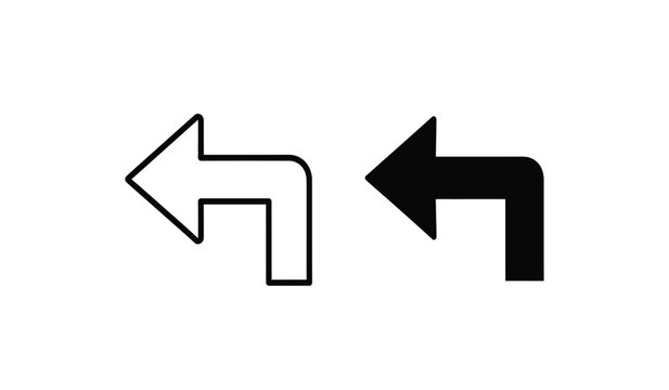 Black and white arrows pointing left and right in a curved line on a pure