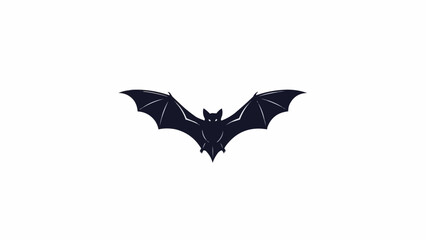 Obraz premium Black Bat Silhouette Flying Isolated White.