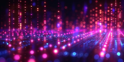 Obraz premium Vibrant Digital Light Show with Colorful Glowing Dots