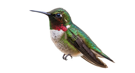 Obraz premium Vibrant rufous hummingbird PNG isolated on transparent background, colorful bird with iridescent green feathers and red gorget, wildlife