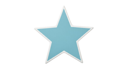 Obraz premium Light blue star PNG isolated on transparent background, simple five-pointed star shape for graphic design and decoration use