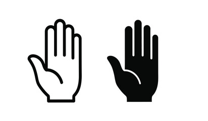 Obraz premium Black and white hand icons in stop gesture