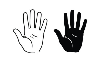 Fototapeta premium Black and white illustration of two hands with palms facing outward in a stop gesture