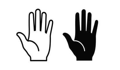 Obraz premium Black and white hand icons in stop gesture for design use