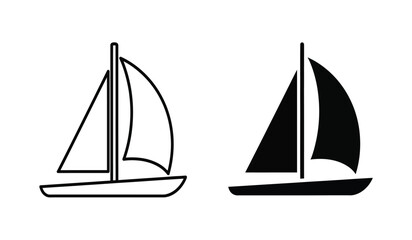Fototapeta premium Black and white sailboat icons with different sail designs