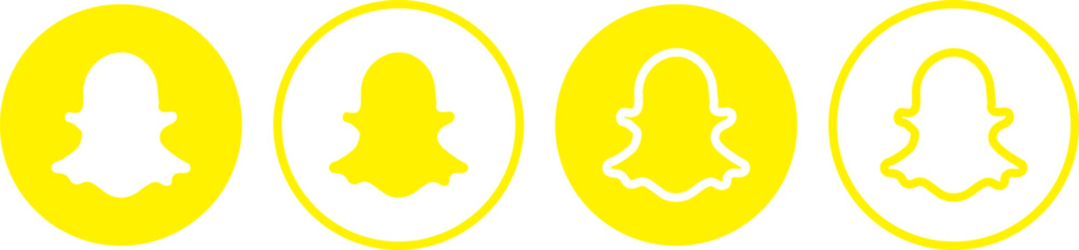 snapchat logo icon set with PNG and vector formats.  Popular social media logo icon. snapchat logo icon set flat line outline yellow black vector
