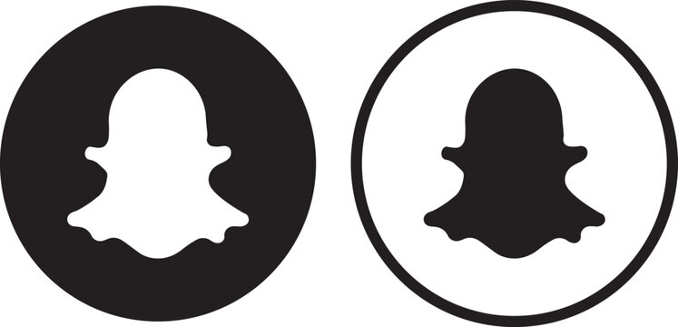 snapchat logo icon set with PNG and vector formats.  Popular social media logo icon. snapchat logo icon set flat line outline yellow black vector