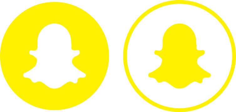 snapchat logo icon set with PNG and vector formats.  Popular social media logo icon. snapchat logo icon set flat line outline yellow black vector