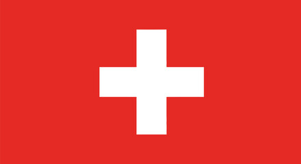 Obraz premium The flag of switzerland with a white cross on a red background