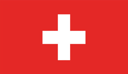 Obraz premium The flag of switzerland with a white cross on a red background