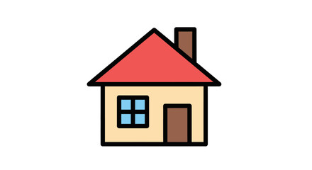 Simple house illustration vector style of a residential building on white