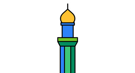 Colorful vector illustration of a minaret tower on white background