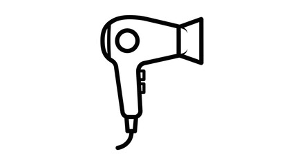 An old rusty vintage key isolated on white stands next to a black electric hair dryer, a plastic beauty tool used by a barber for heat styling © Anisa