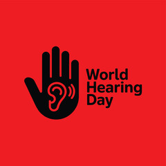 Obraz premium World Hearing Day Awareness Symbol on Red Background