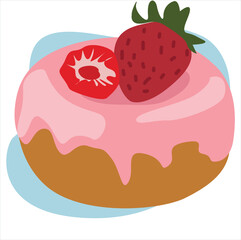 strawberry donuts. cute simple illustration of donut
