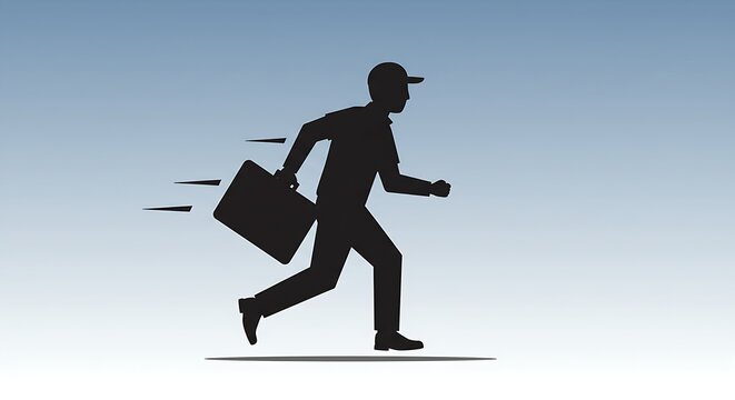 Running Man with Briefcase Speed Urgency Fast Delivery Silhouette