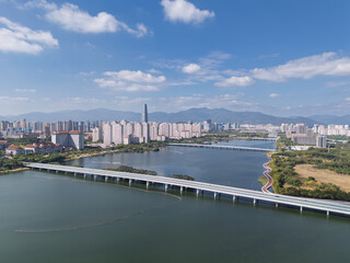 Xinglin Bay Urban Lake and Buildings, Xiamen, Fujian Province