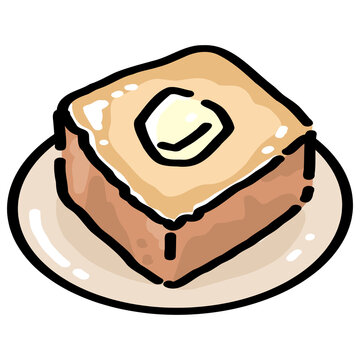 Honey Butter Toast on Plate Illustration